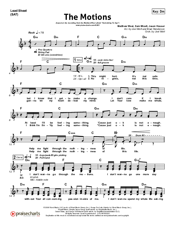 The Motions Lead Sheet (Matthew West)