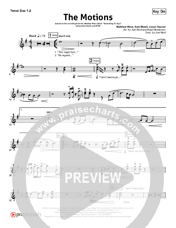 The Motions Tenor Sax 1/2 (Matthew West)