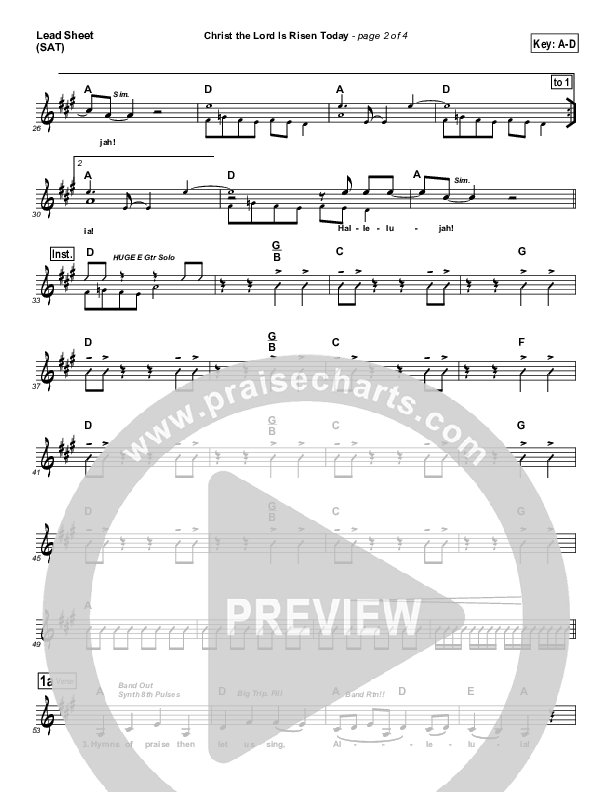 Christ The Lord Is Risen Today Lead Sheet (Symphony In Red)