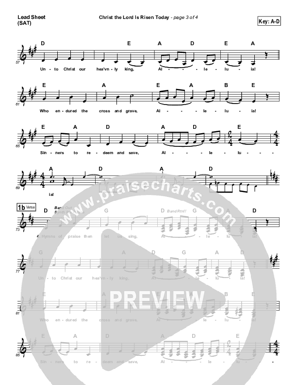 Christ The Lord Is Risen Today Lead Sheet (Symphony In Red)