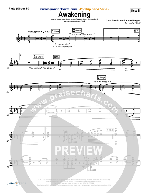 Awakening Flute/Oboe 1/2/3 (Chris Tomlin / Passion)