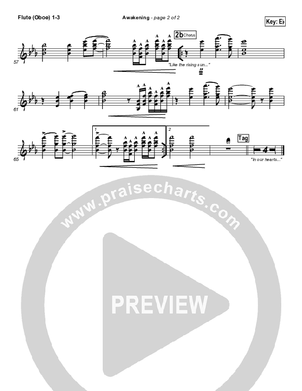 Awakening Flute/Oboe 1/2/3 (Chris Tomlin / Passion)