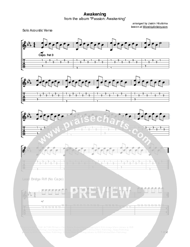 Awakening Guitar Tab (Chris Tomlin / Passion)