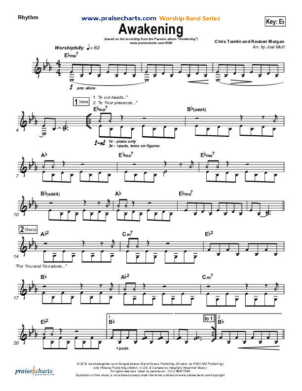 Awakening Rhythm Chart (Chris Tomlin / Passion)