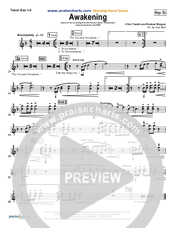 Awakening Tenor Sax 1/2 (Chris Tomlin / Passion)