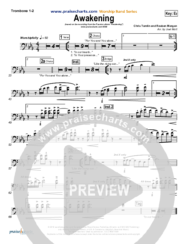 Awakening Trombone 1/2 (Chris Tomlin / Passion)