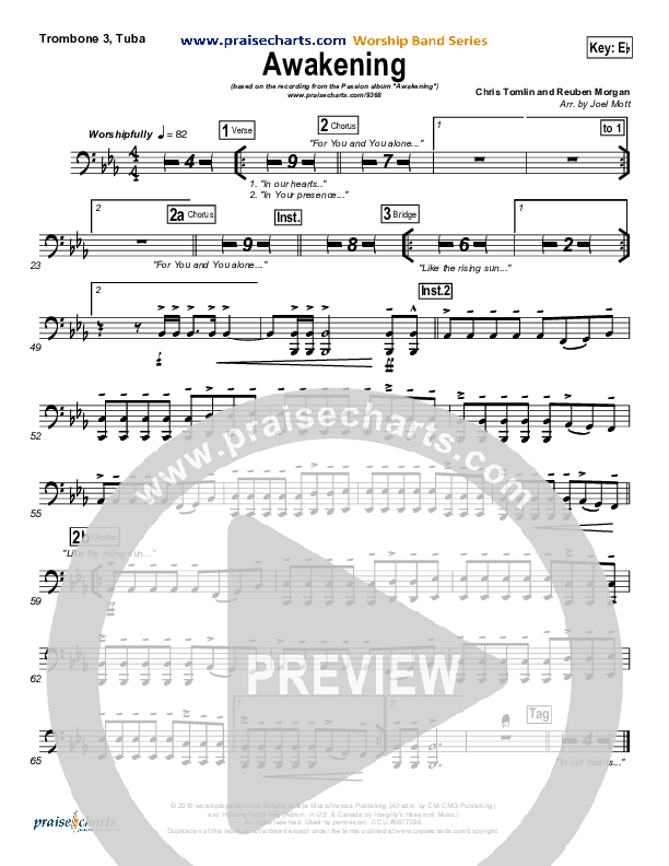 Awakening Trombone 3/Tuba (Chris Tomlin / Passion)
