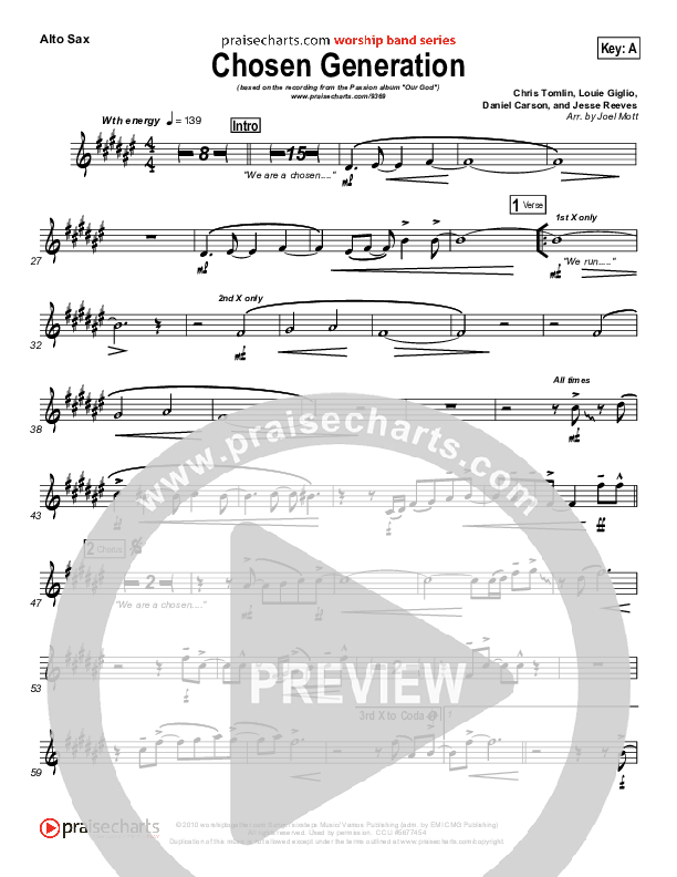 Chosen Generation Alto Sax (Chris Tomlin / Passion)