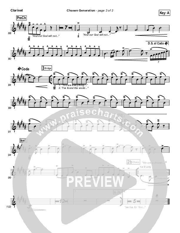 Chosen Generation Clarinet (Chris Tomlin / Passion)