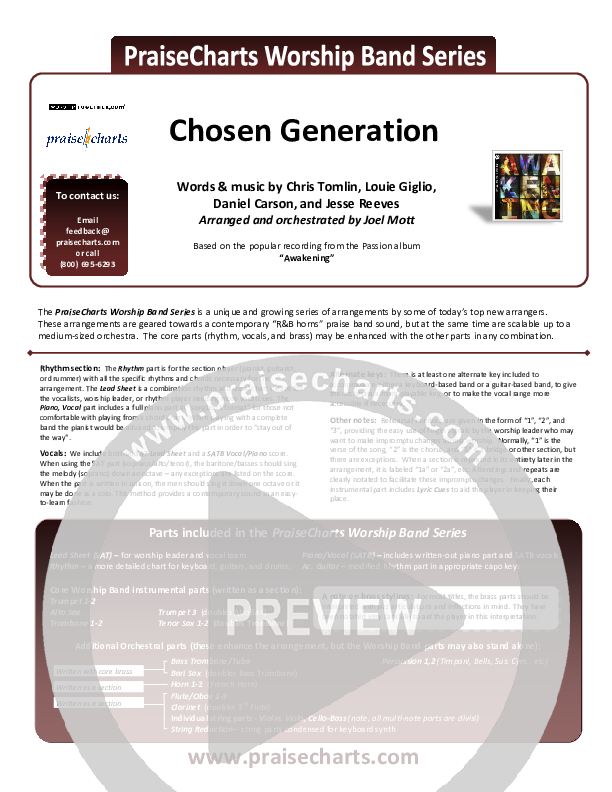 Chosen Generation Cover Sheet (Chris Tomlin / Passion)