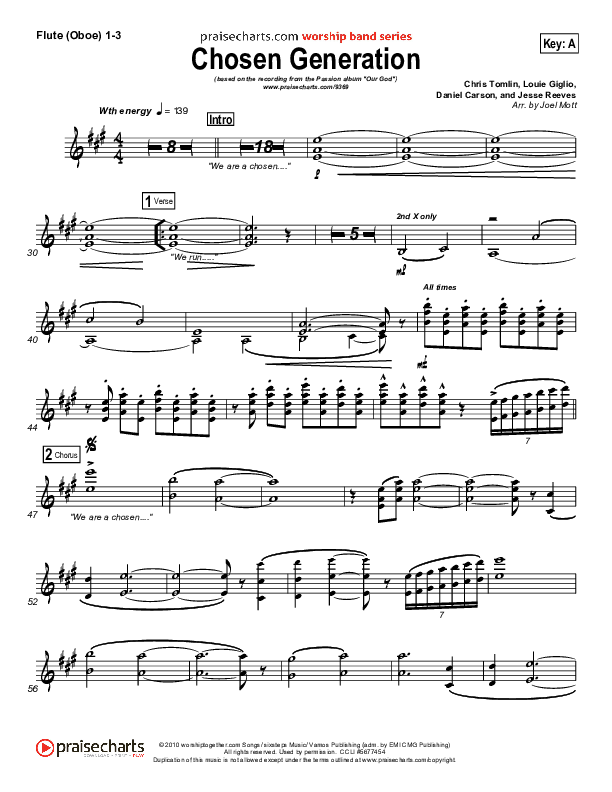 Chosen Generation Flute/Oboe 1/2/3 (Chris Tomlin / Passion)