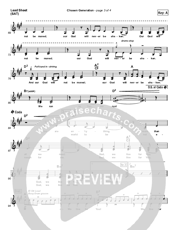 Chosen Generation Lead Sheet (SAT) (Chris Tomlin / Passion)