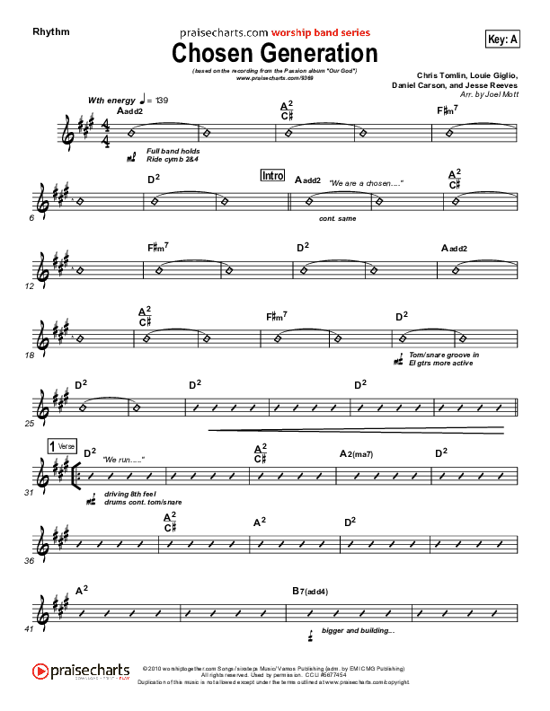 Chosen Generation Rhythm Chart (Chris Tomlin / Passion)