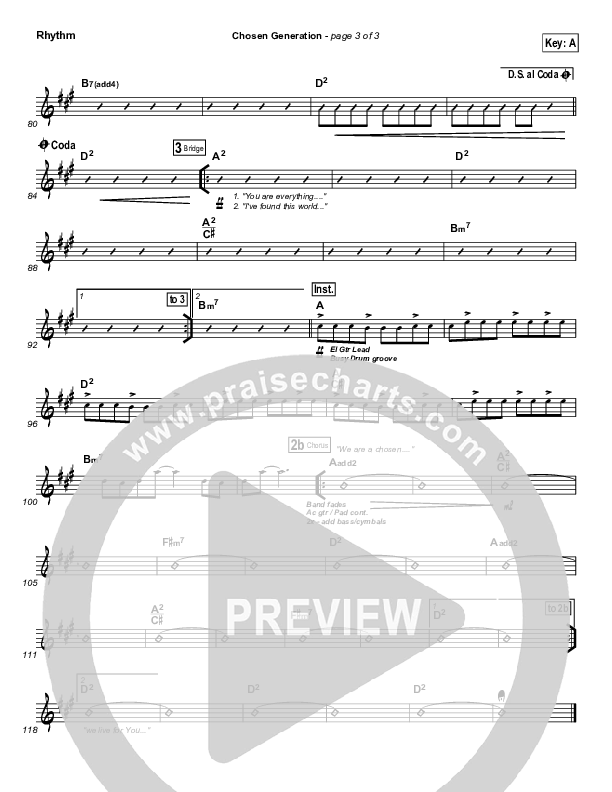 Chosen Generation Rhythm Chart (Chris Tomlin / Passion)