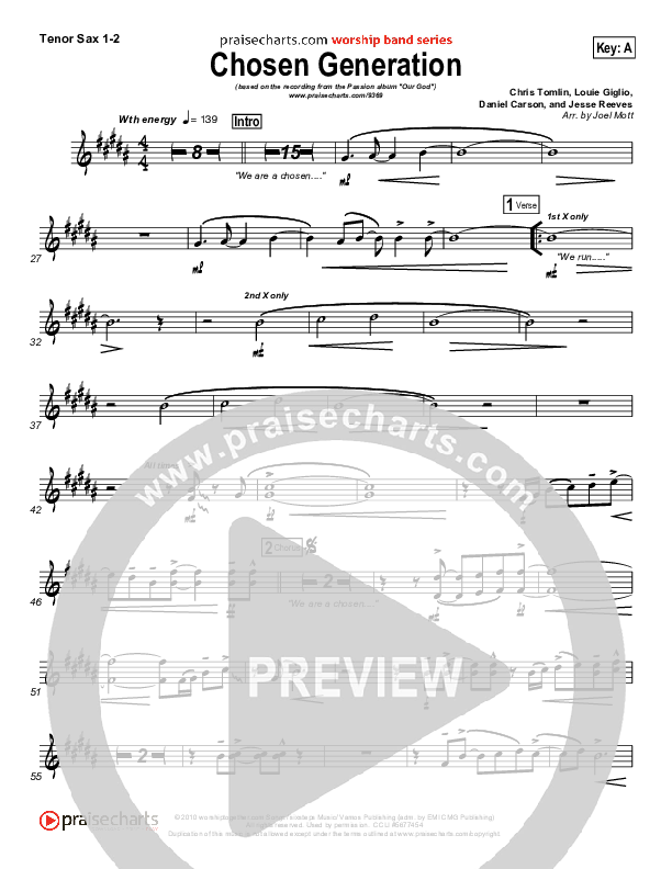 Chosen Generation Tenor Sax 1/2 (Chris Tomlin / Passion)