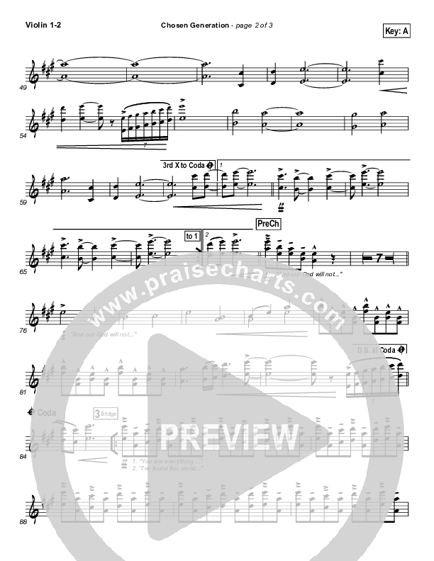 Chosen Generation Violin 1/2 (Chris Tomlin / Passion)