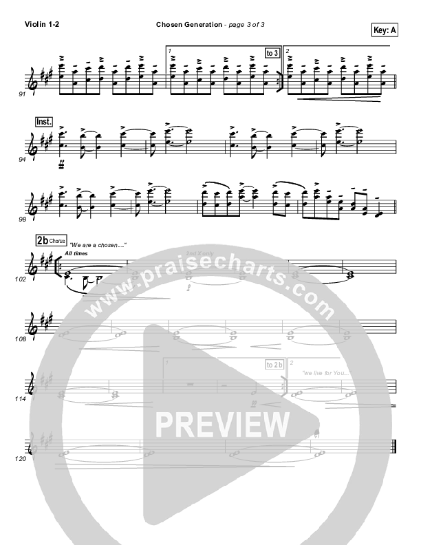 Chosen Generation Violin 1/2 (Chris Tomlin / Passion)