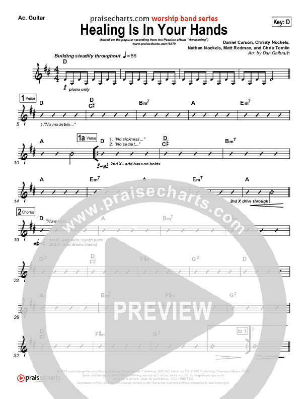 Healing Is In Your Hands Rhythm Chart (Christy Nockels / Passion)