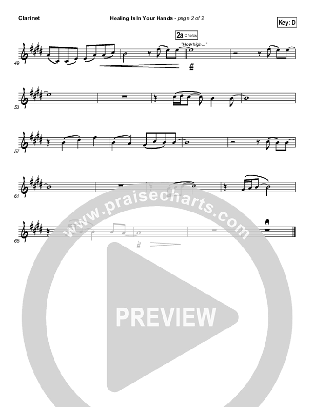 Healing Is In Your Hands Clarinet (Christy Nockels / Passion)