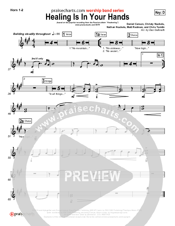 Healing Is In Your Hands Brass Pack (Christy Nockels / Passion)