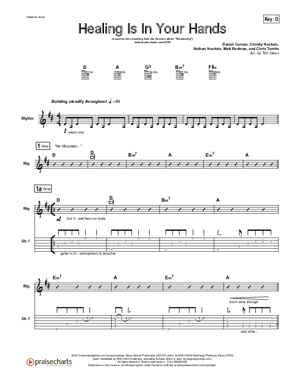 Healing Is In Your Hands Guitar Tab (Christy Nockels / Passion)