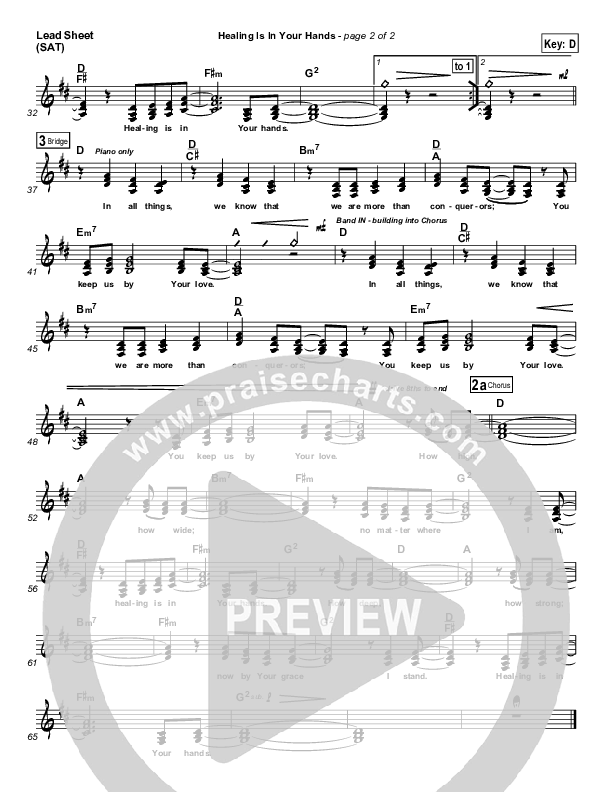 Healing Is In Your Hands Lead Sheet (SAT) (Christy Nockels / Passion)