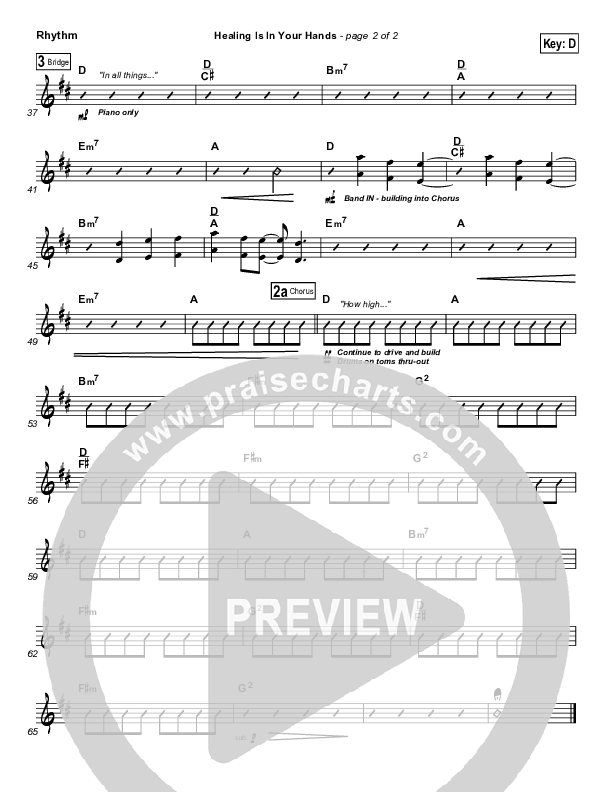 Healing Is In Your Hands Rhythm Chart (Christy Nockels / Passion)