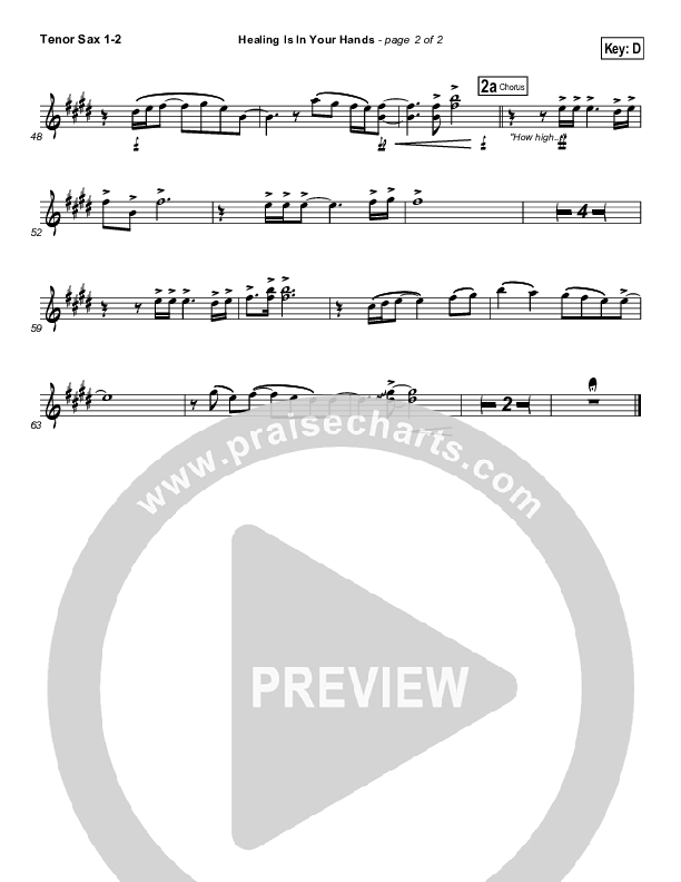 Healing Is In Your Hands Tenor Sax 1/2 (Christy Nockels / Passion)