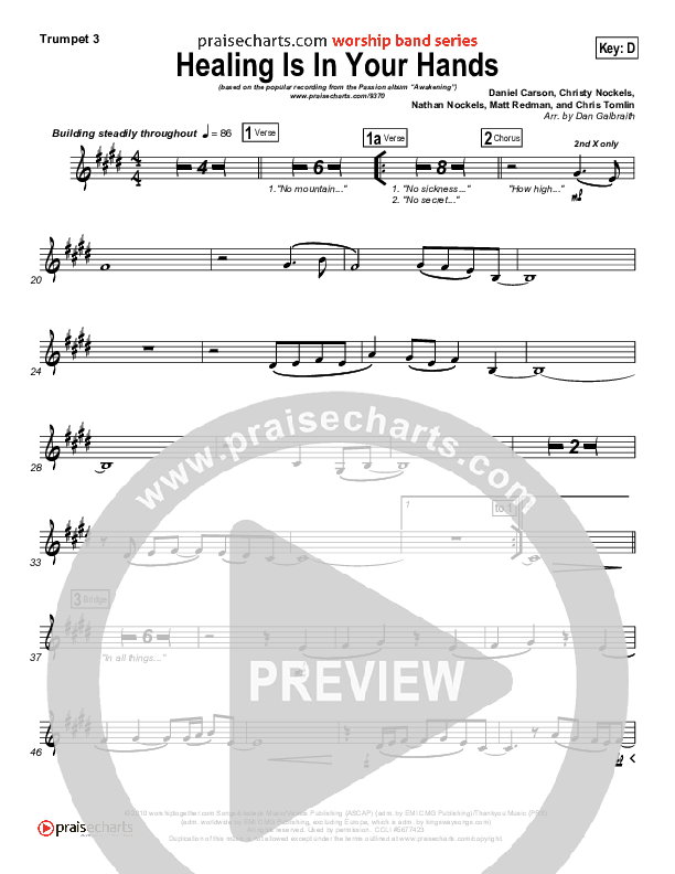 Healing Is In Your Hands Trumpet 3 (Christy Nockels / Passion)