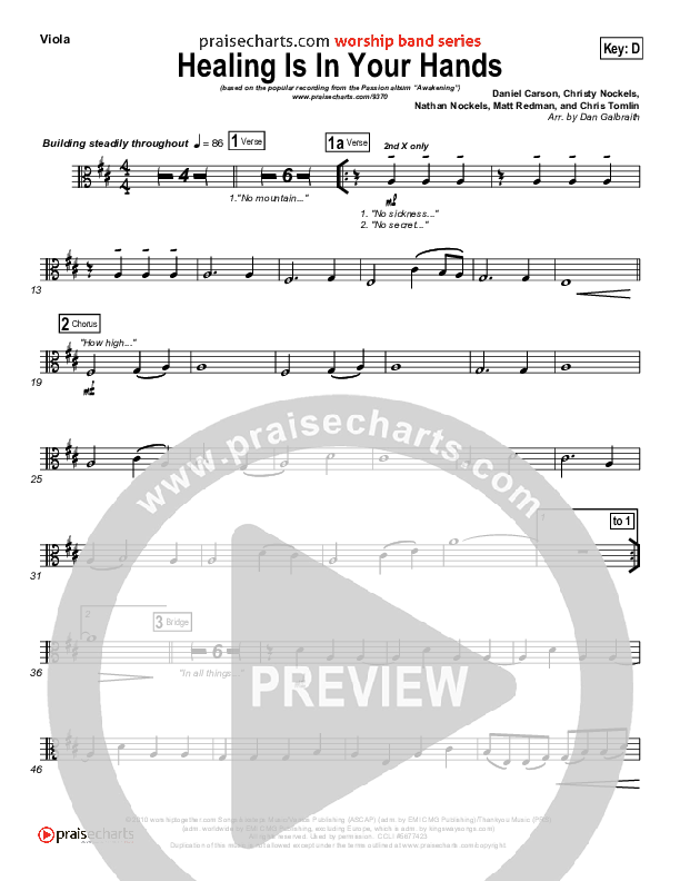 Healing Is In Your Hands Viola (Christy Nockels / Passion)