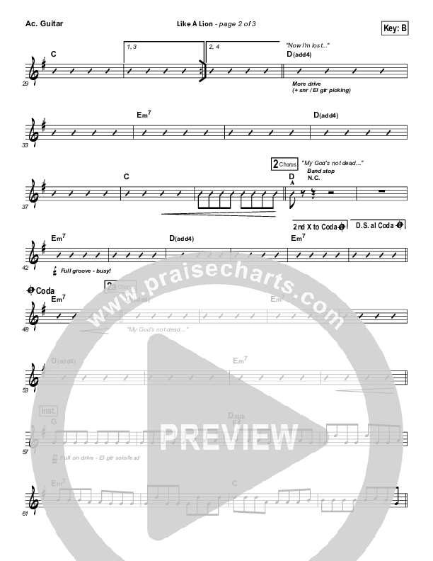Like A Lion Acoustic Guitar (David Crowder / Passion)
