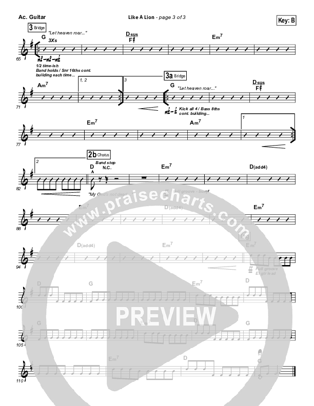 Like A Lion Acoustic Guitar (David Crowder / Passion)