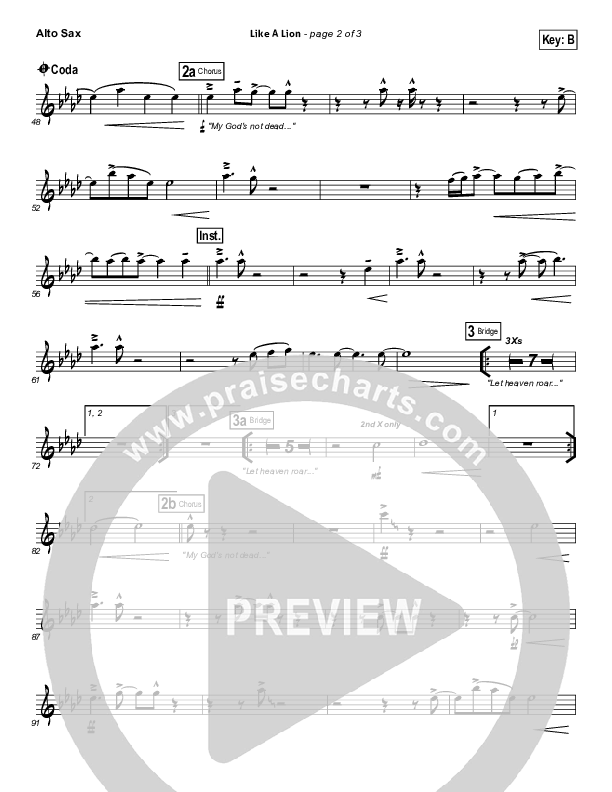 Like A Lion Alto Sax (David Crowder / Passion)