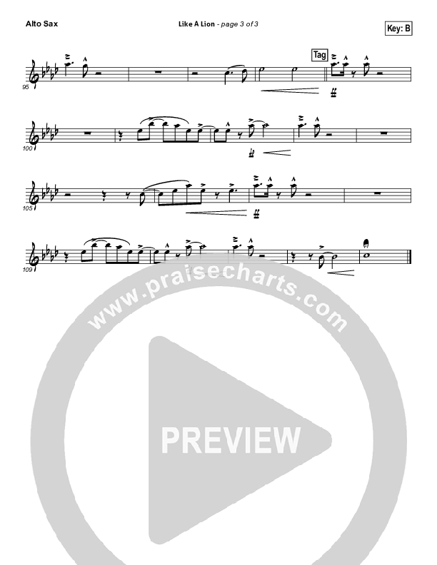 Like A Lion Alto Sax (David Crowder / Passion)