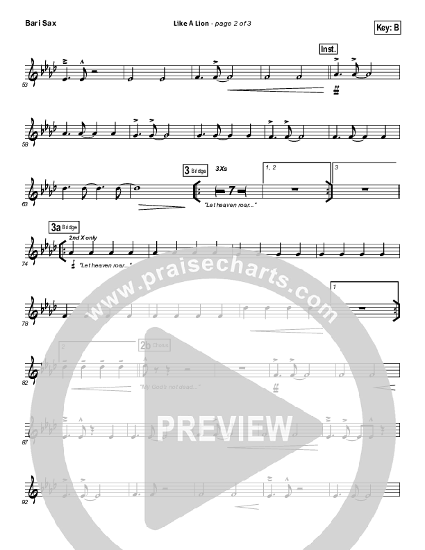 Like A Lion Bari Sax (David Crowder / Passion)