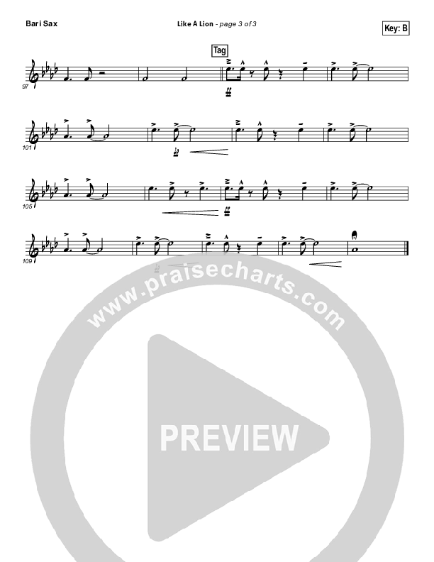 Like A Lion Bari Sax (David Crowder / Passion)
