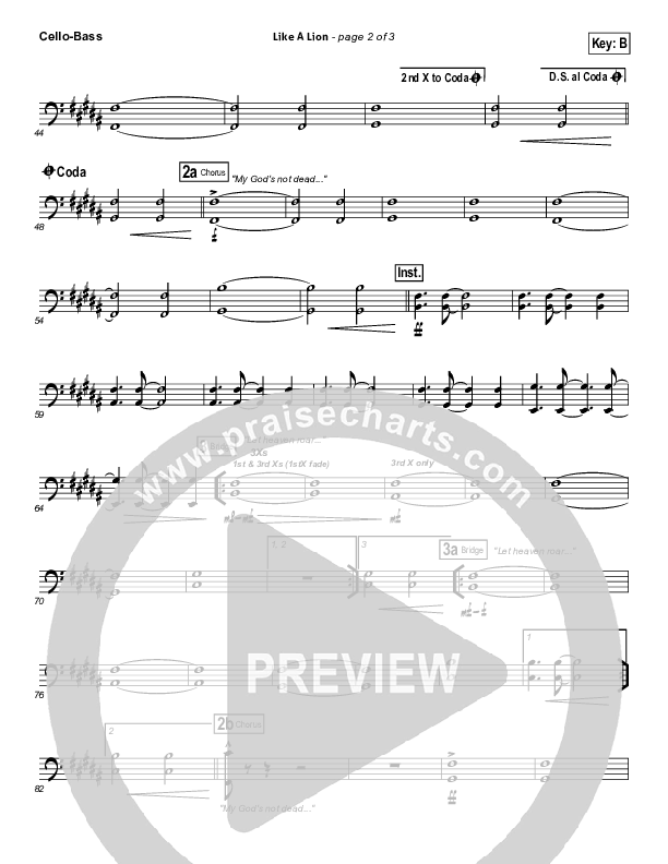 Like A Lion Cello/Bass (David Crowder / Passion)