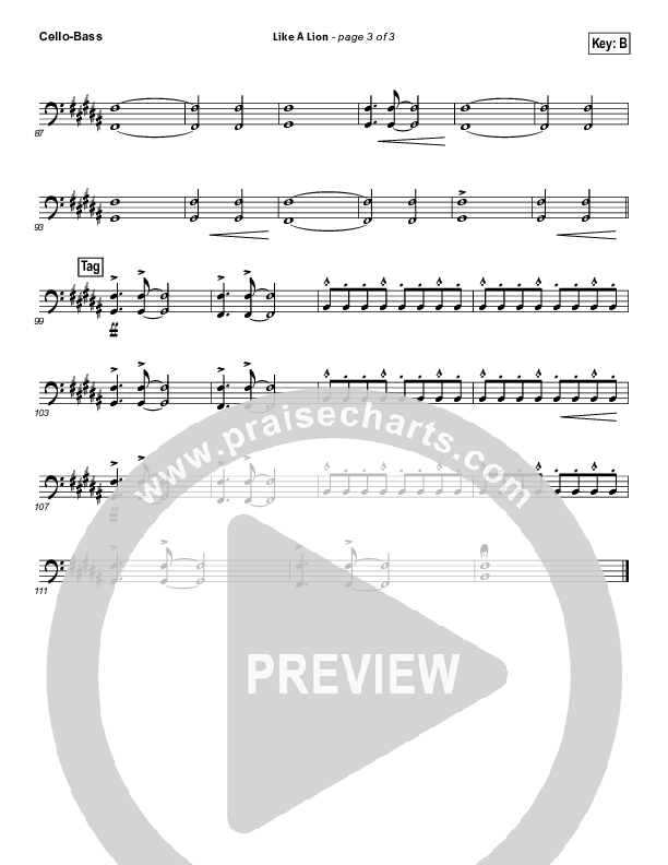 Like A Lion Cello/Bass (David Crowder / Passion)