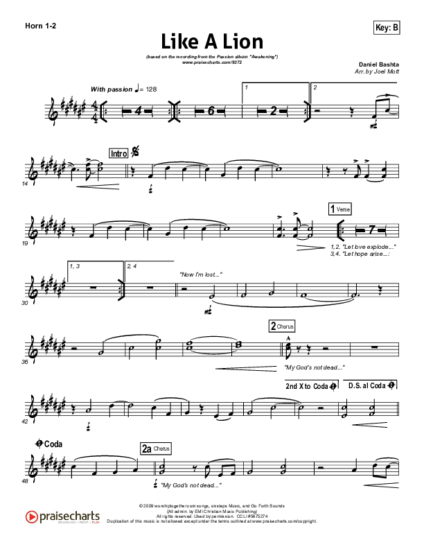 Like A Lion Brass Pack (David Crowder / Passion)