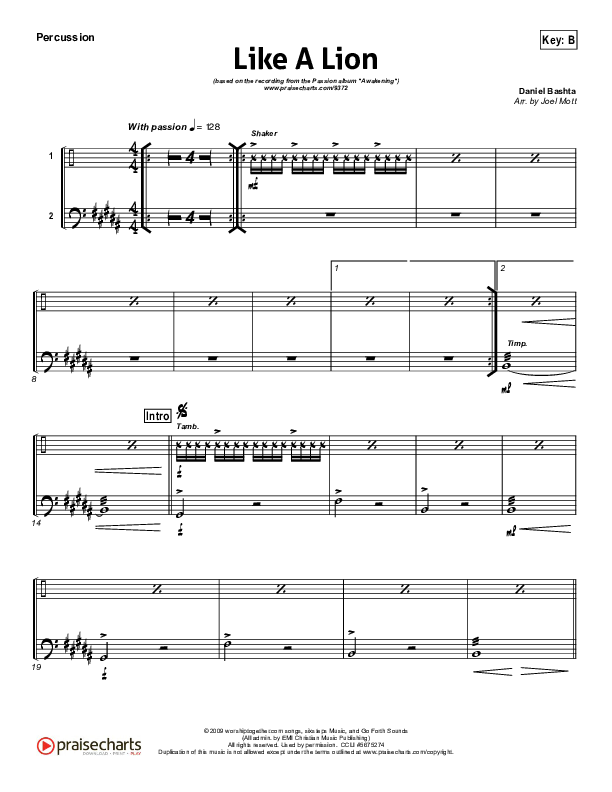 Like A Lion Percussion (David Crowder / Passion)
