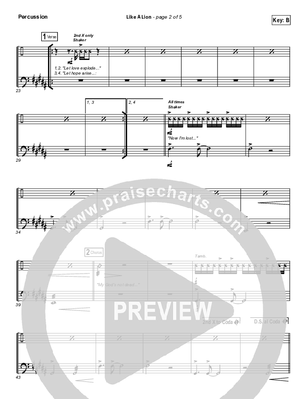 Like A Lion Percussion (David Crowder / Passion)