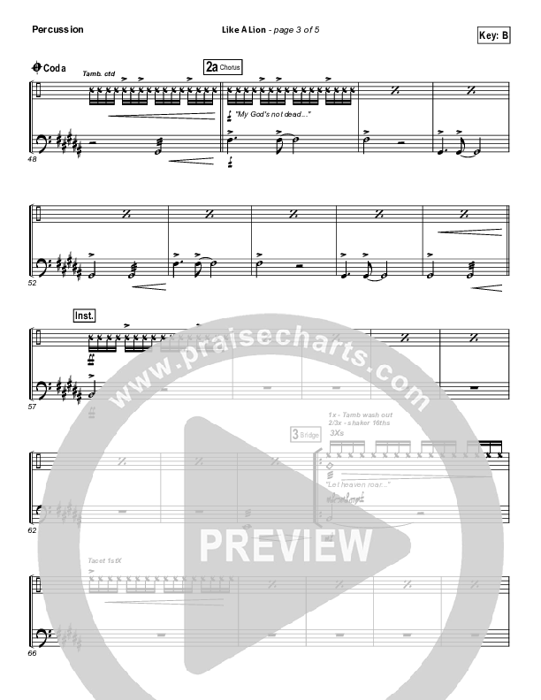 Like A Lion Percussion (David Crowder / Passion)