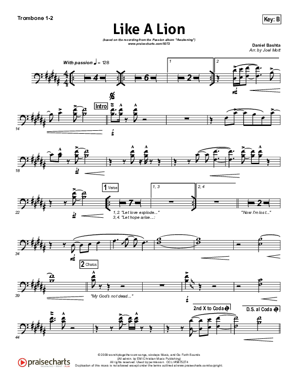 Like A Lion Trombone 1/2 (David Crowder / Passion)