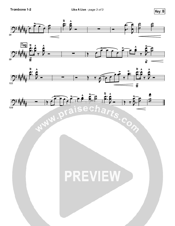 Like A Lion Trombone 1/2 (David Crowder / Passion)
