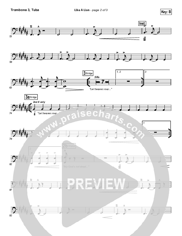 Like A Lion Trombone 3/Tuba (David Crowder / Passion)