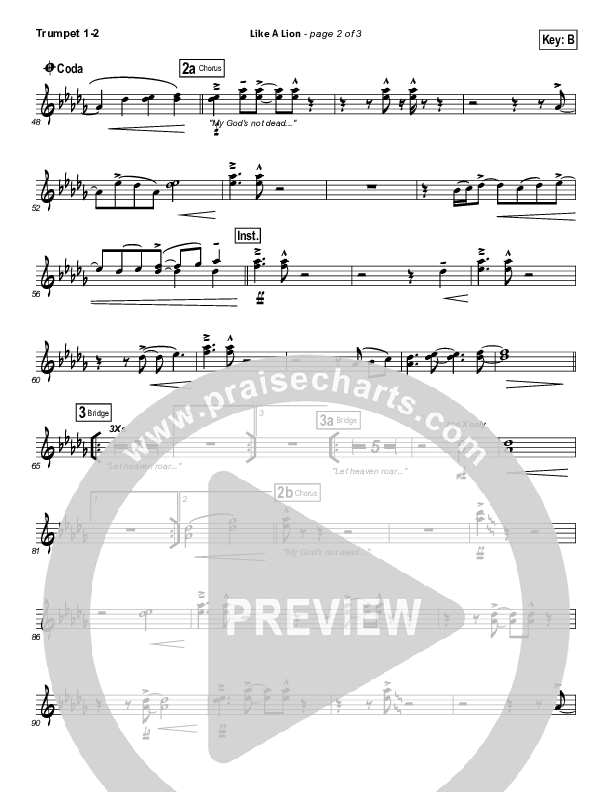 Like A Lion Trumpet 1,2 (David Crowder / Passion)