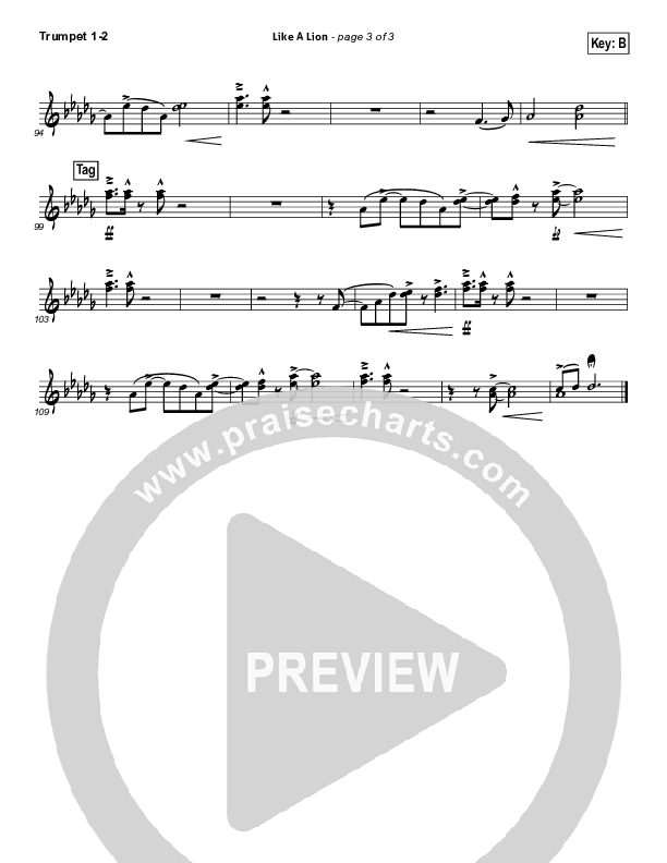 Like A Lion Trumpet 1,2 (David Crowder / Passion)