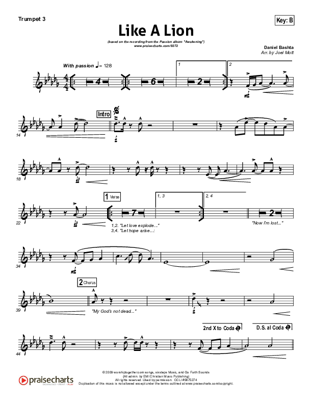 Like A Lion Trumpet 3 (David Crowder / Passion)