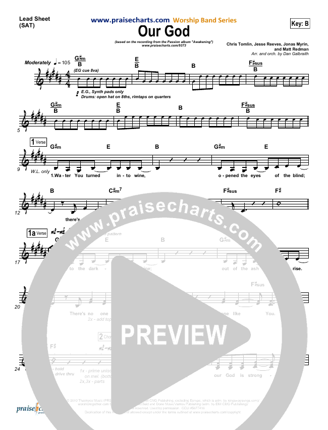 Chris Tomlin Our God Chord Chart