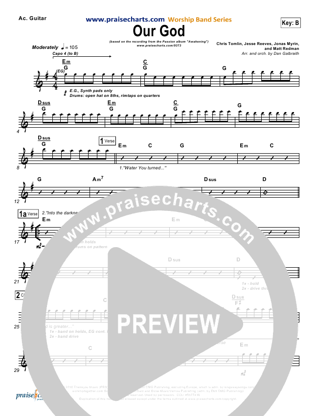 Chris Tomlin Our God Chord Chart